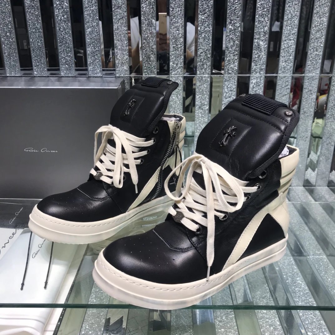 Chrome Hearts x Rick Owens Geobasket Sneakers Black & White - Gallery Image 2 - Detailed View