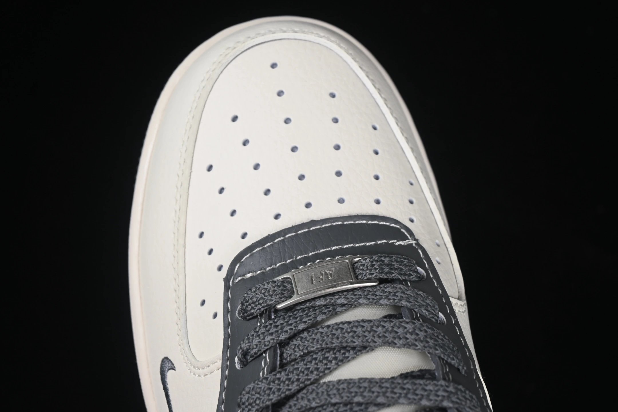 Men's Leather Sneakers Granite Gray - Gallery Image 7 - Detailed View