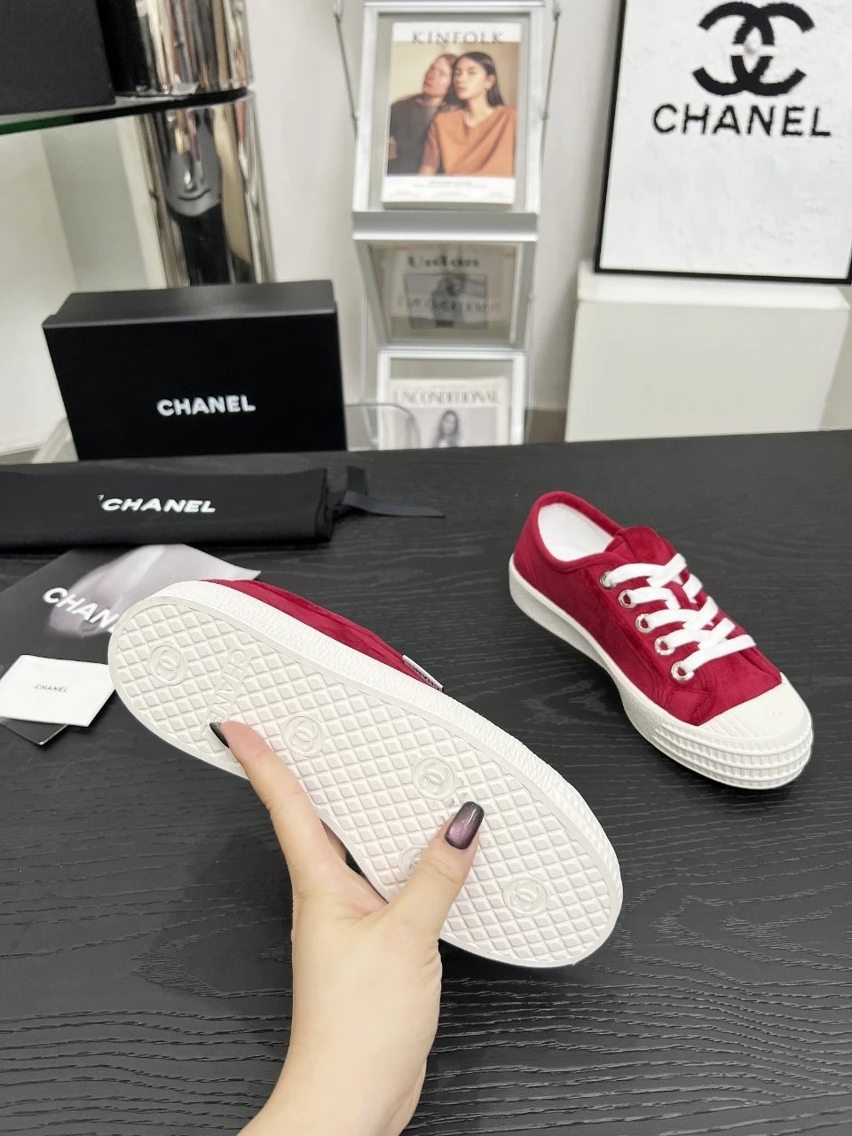 Chanel Vintage Red Sneakers - Gallery Image 6 - Detailed View