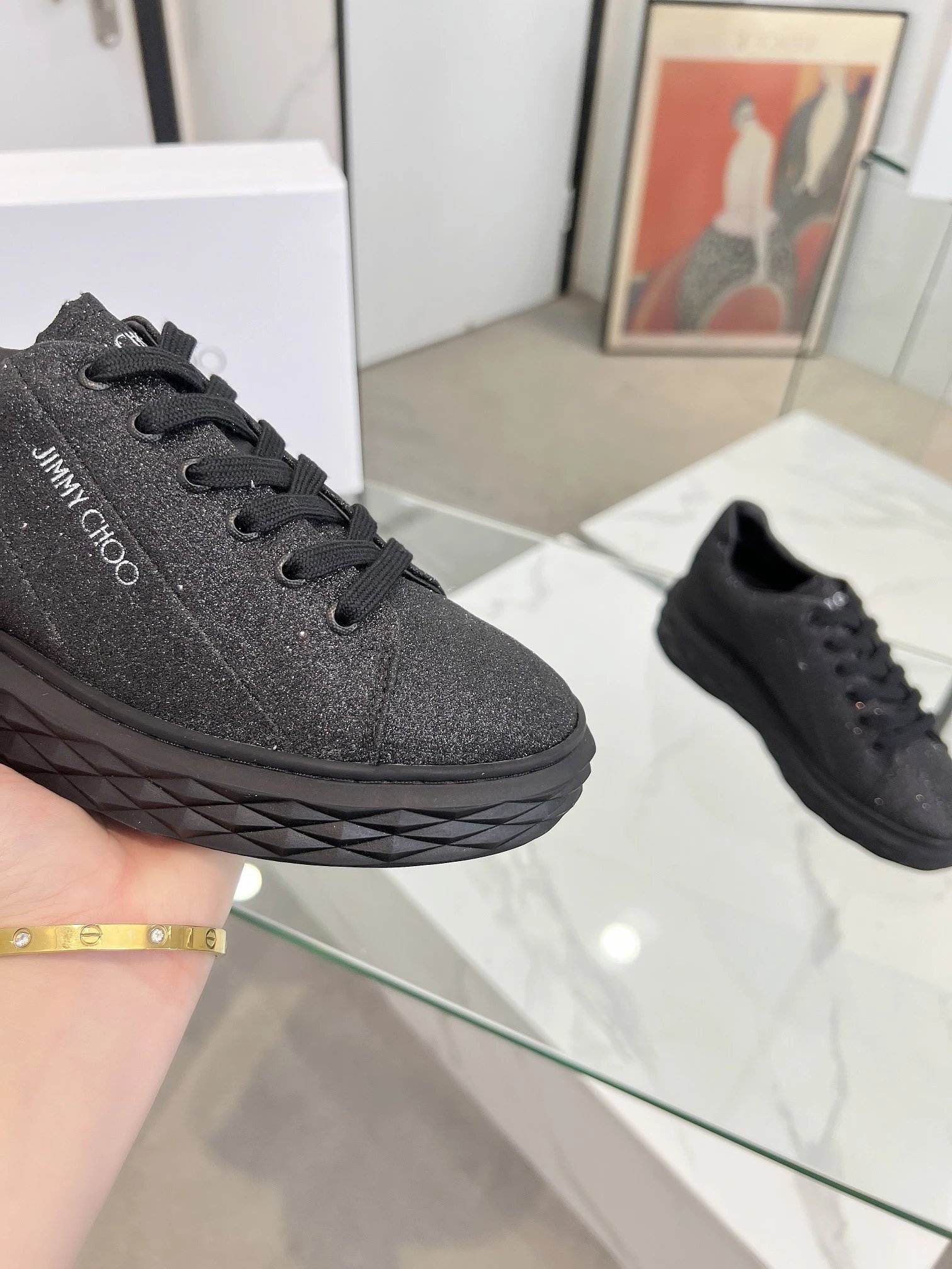 Jimmy Choo Diamond Sneakers Black - Gallery Image 7 - Detailed View