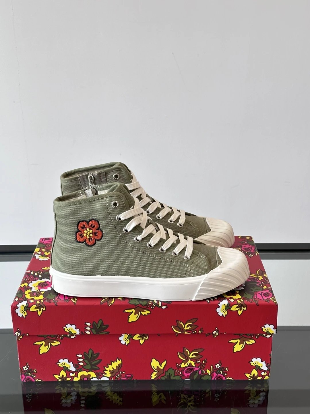 Kenzo Canvas High Sneakers Olive Green - High Quality Product Image - Cnfans