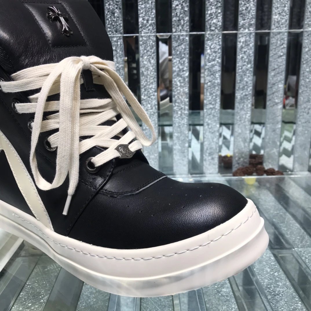Chrome Hearts x Rick Owens Geobasket Sneakers Black & White - Gallery Image 4 - Detailed View