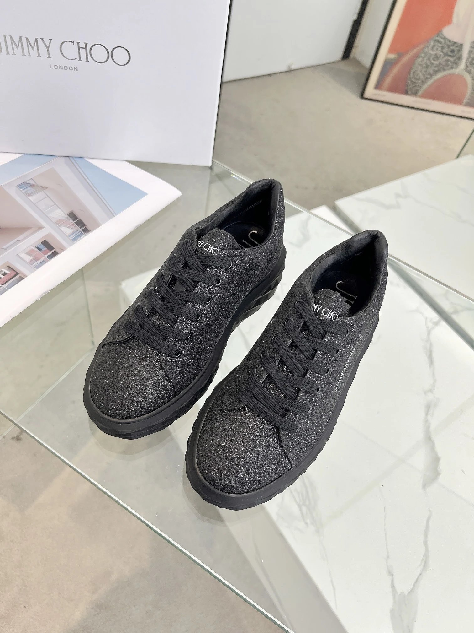 Jimmy Choo Diamond Sneakers Black - Gallery Image 2 - Detailed View
