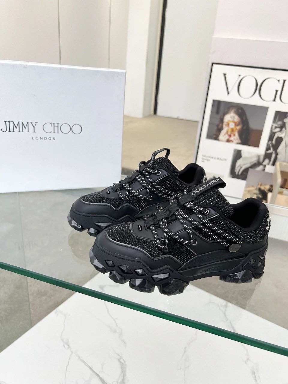 Jimmy Choo Diamond X II Sneakers Black - Gallery Image 3 - Detailed View