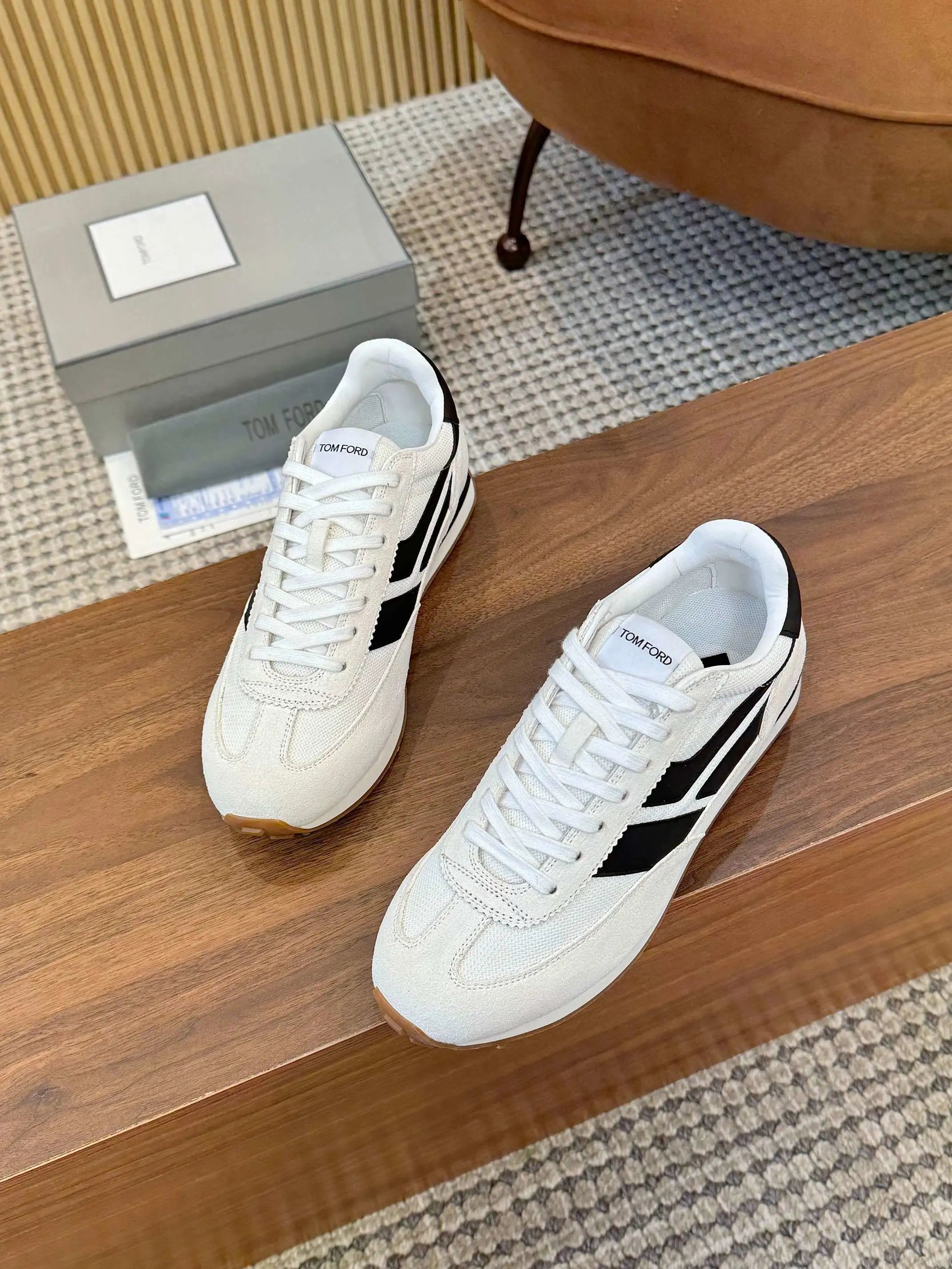 Retro Suede Mesh Sneakers Ivory Black - Gallery Image 7 - Detailed View