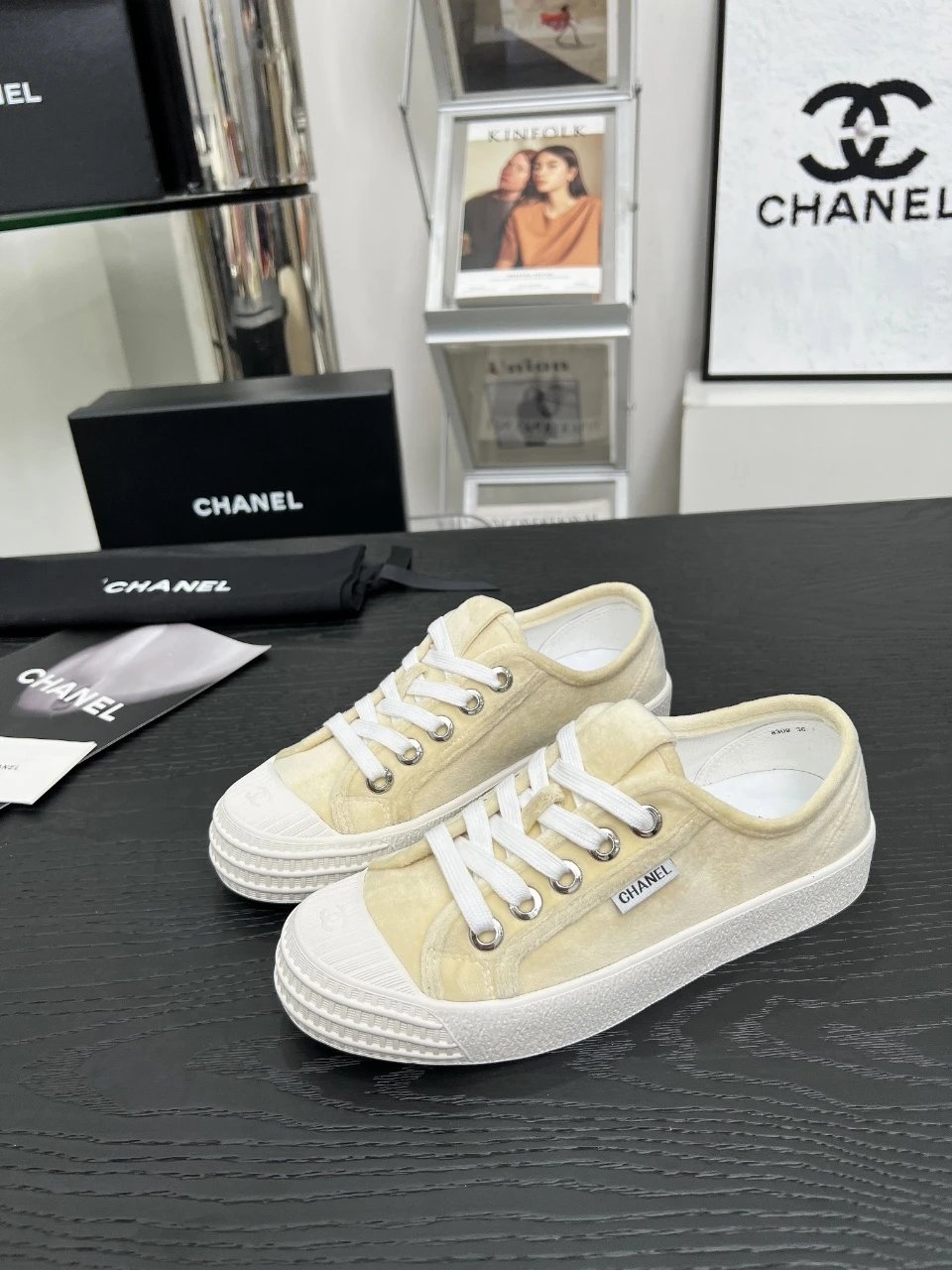 Chanel Vintage Beige Sneakers - Gallery Image 2 - Detailed View