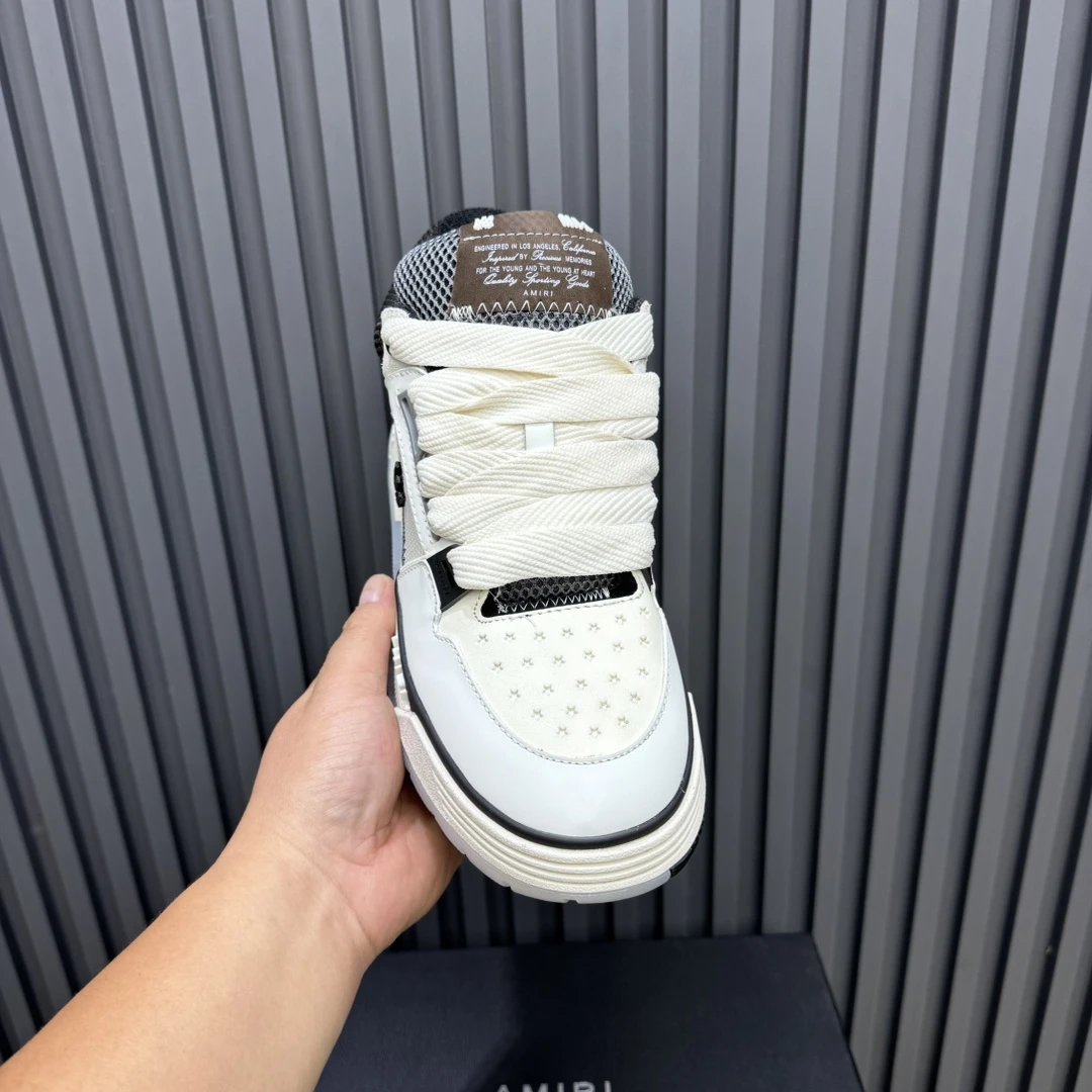 Luxury Leather Low Top Skate Sneakers Ivory Gray - Gallery Image 4 - Detailed View