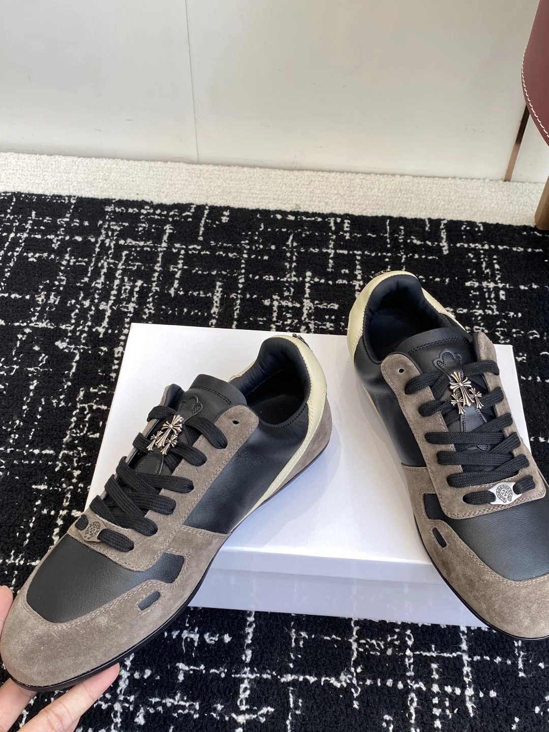 Vintage Suede Trainer Sneakers Ebony Taupe - Gallery Image 6 - Detailed View