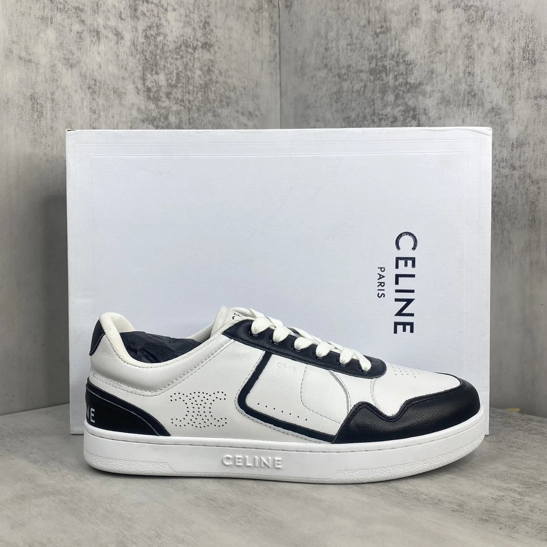 CT-10 Leather Low Top Sneakers Retro White Navy - Gallery Image 1 - Detailed View