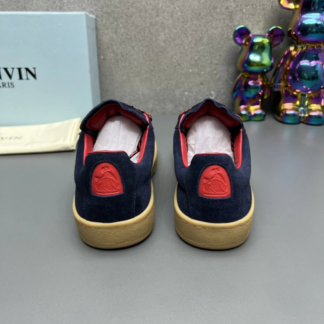 Lanvin Suede Sneakers Navy Blue - Gallery Image 7 - Detailed View