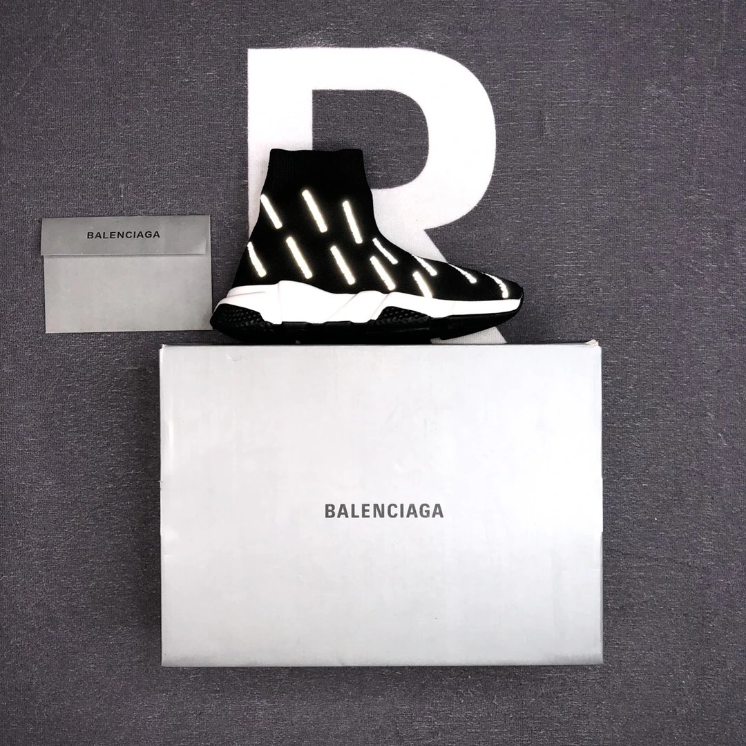 Speed Sock Sneakers Knit TPU Sole Reflective Black - Gallery Image 1 - Detailed View