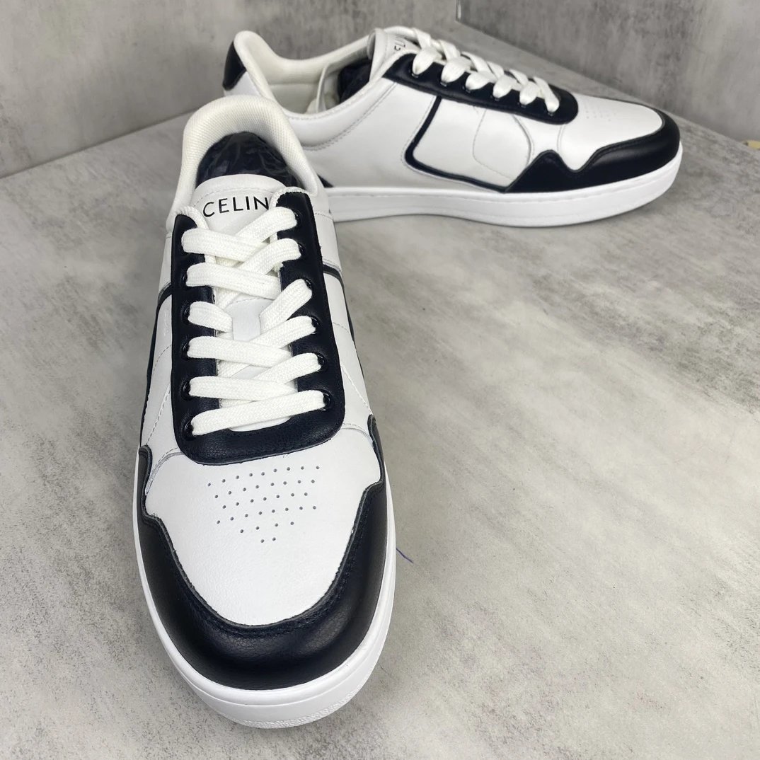 CT-10 Leather Low Top Sneakers Retro White Navy - Gallery Image 2 - Detailed View