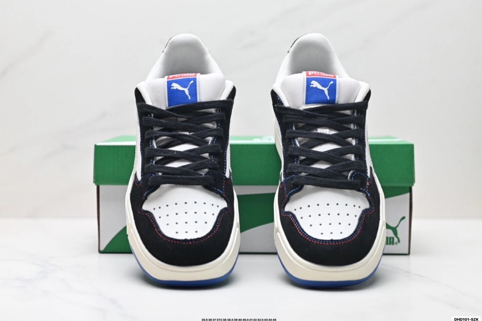 PUMA LX Court Low Denim Sneakers Black and White - Gallery Image 7 - Detailed View