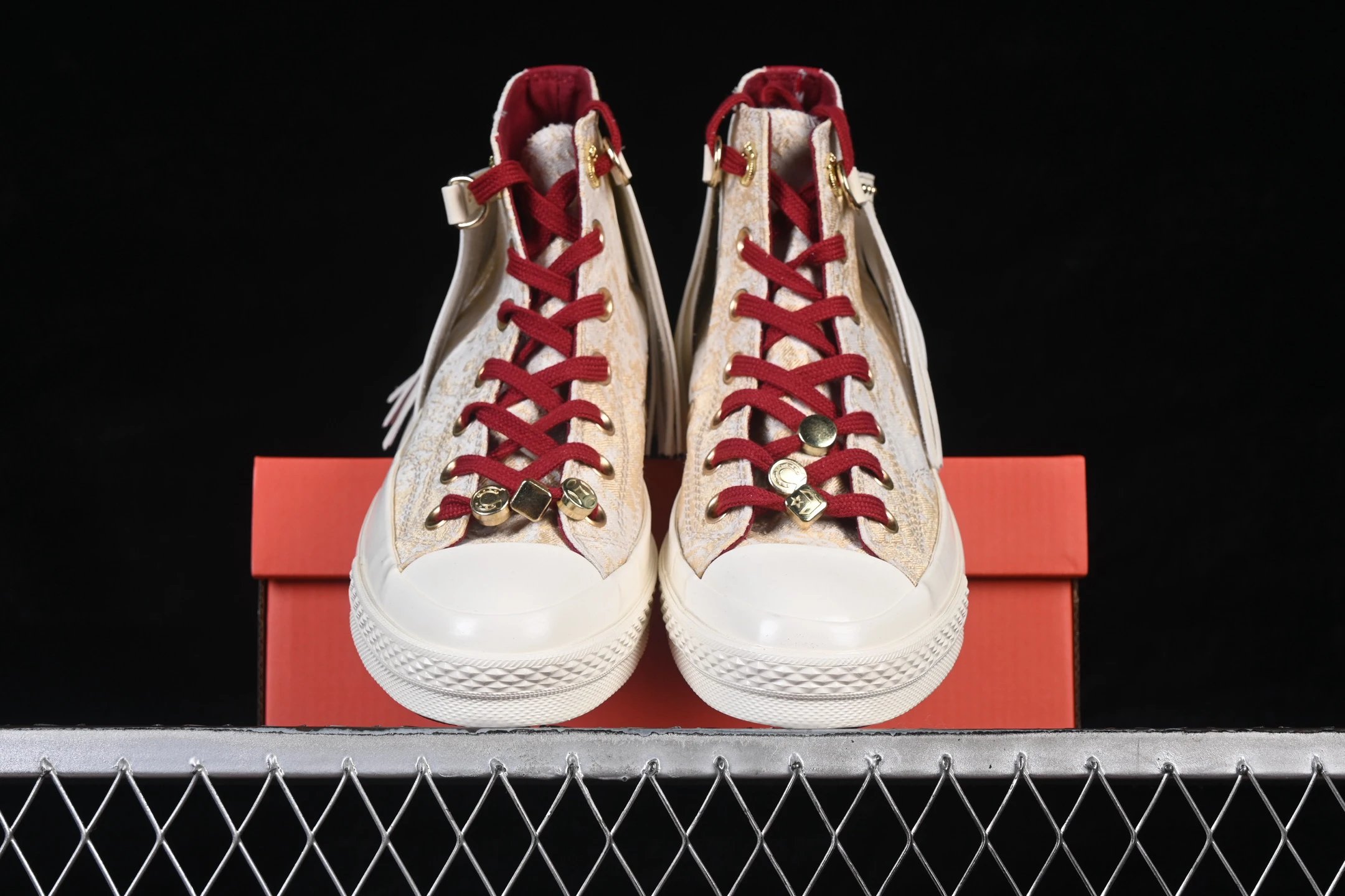 High Top Jacquard Sneakers Crimson Gold - Gallery Image 4 - Detailed View