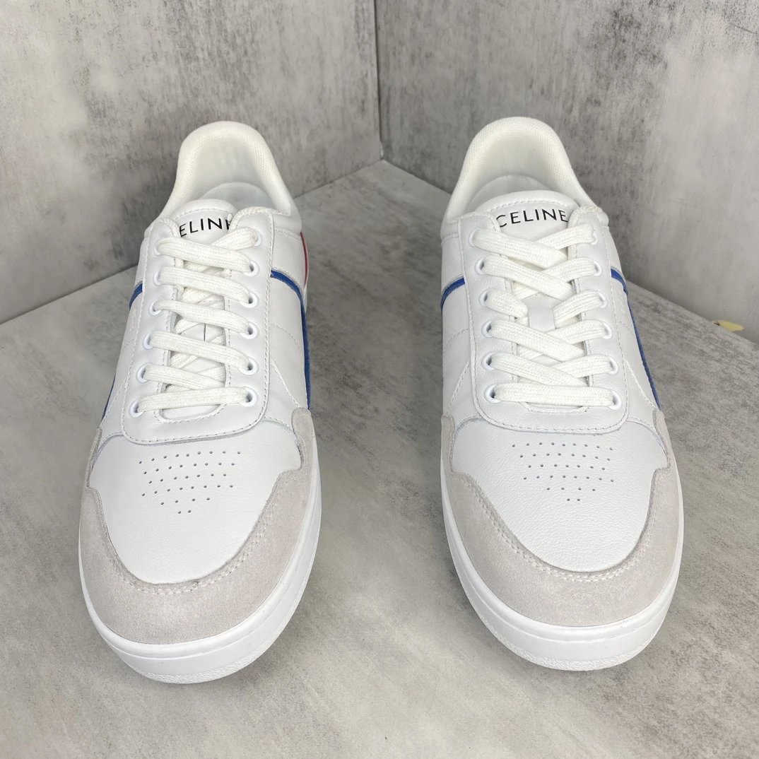 CT-10 Leather Low Top Sneakers with Ivory Accents - Gallery Image 4 - Detailed View