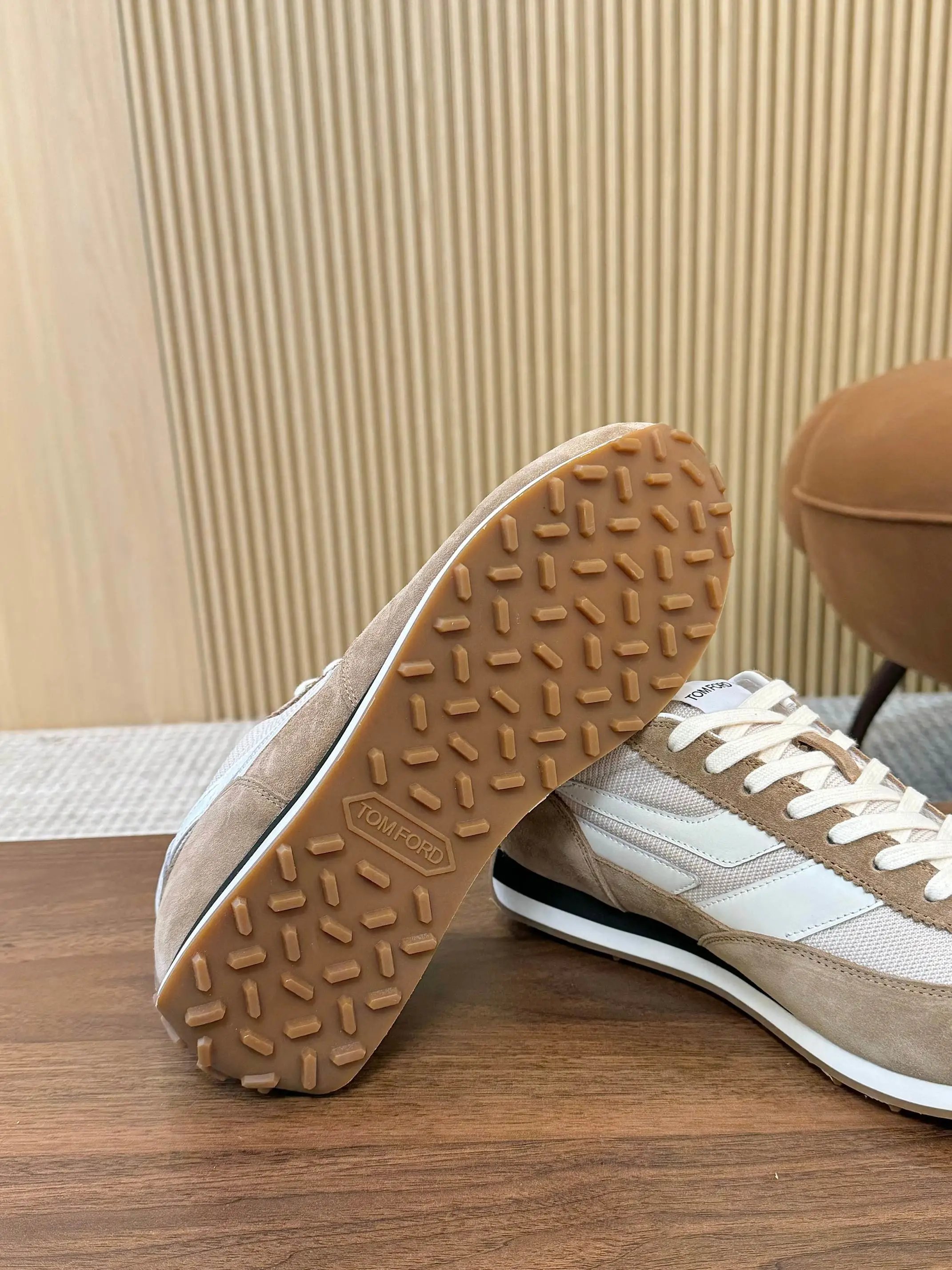 Vintage Suede Mesh Low Top Sneakers Sandstone - Gallery Image 8 - Detailed View