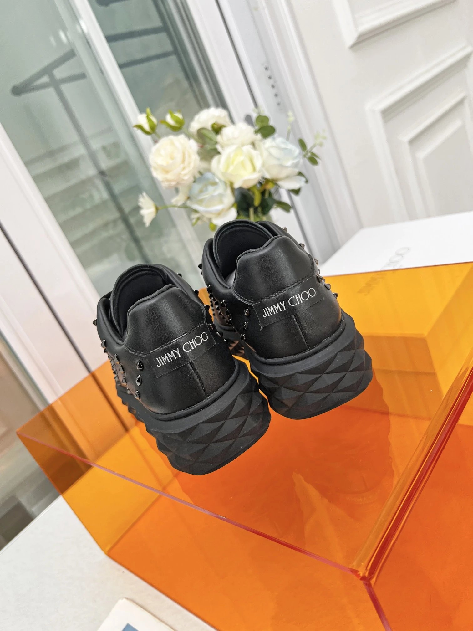 Jimmy Choo Studded Sneakers Black - Gallery Image 4 - Detailed View