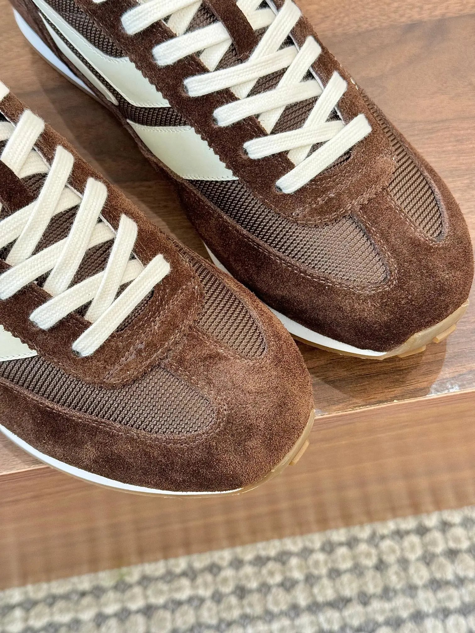 Vintage Suede Mesh Sneakers Coffee Brown - Gallery Image 4 - Detailed View