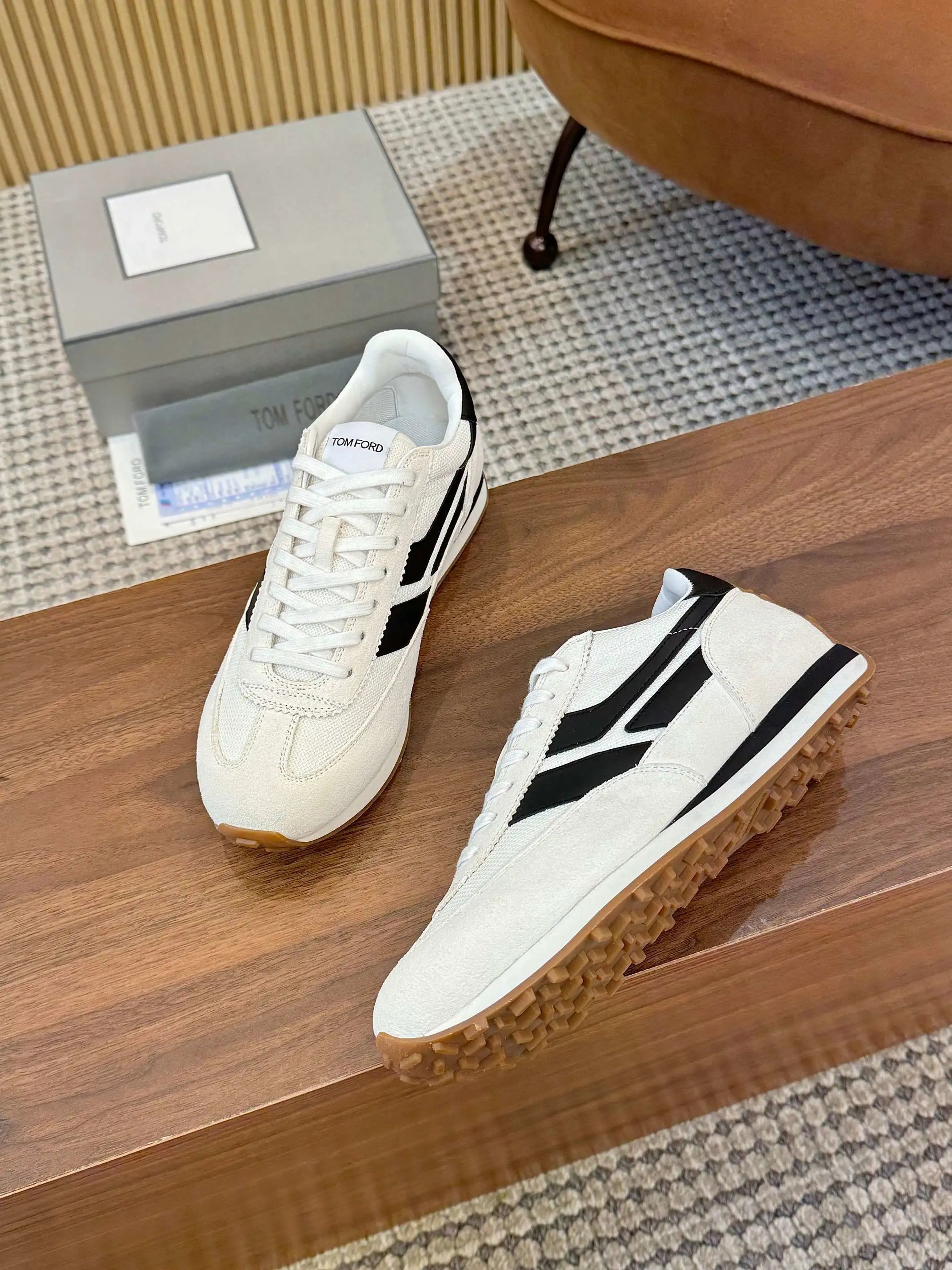 Retro Suede Mesh Sneakers Ivory Black - Gallery Image 5 - Detailed View