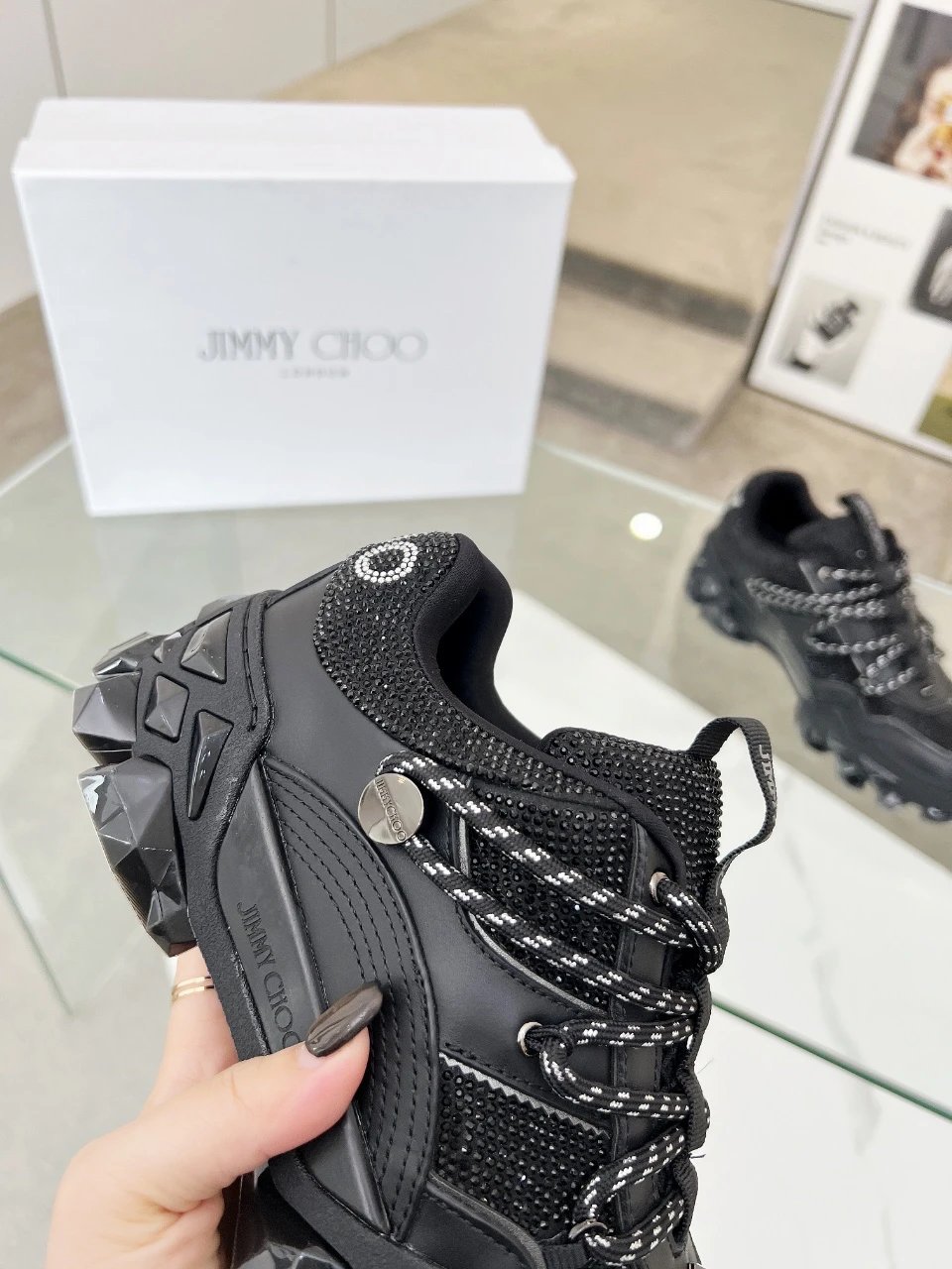 Jimmy Choo Diamond X II Sneakers Black - Gallery Image 8 - Detailed View