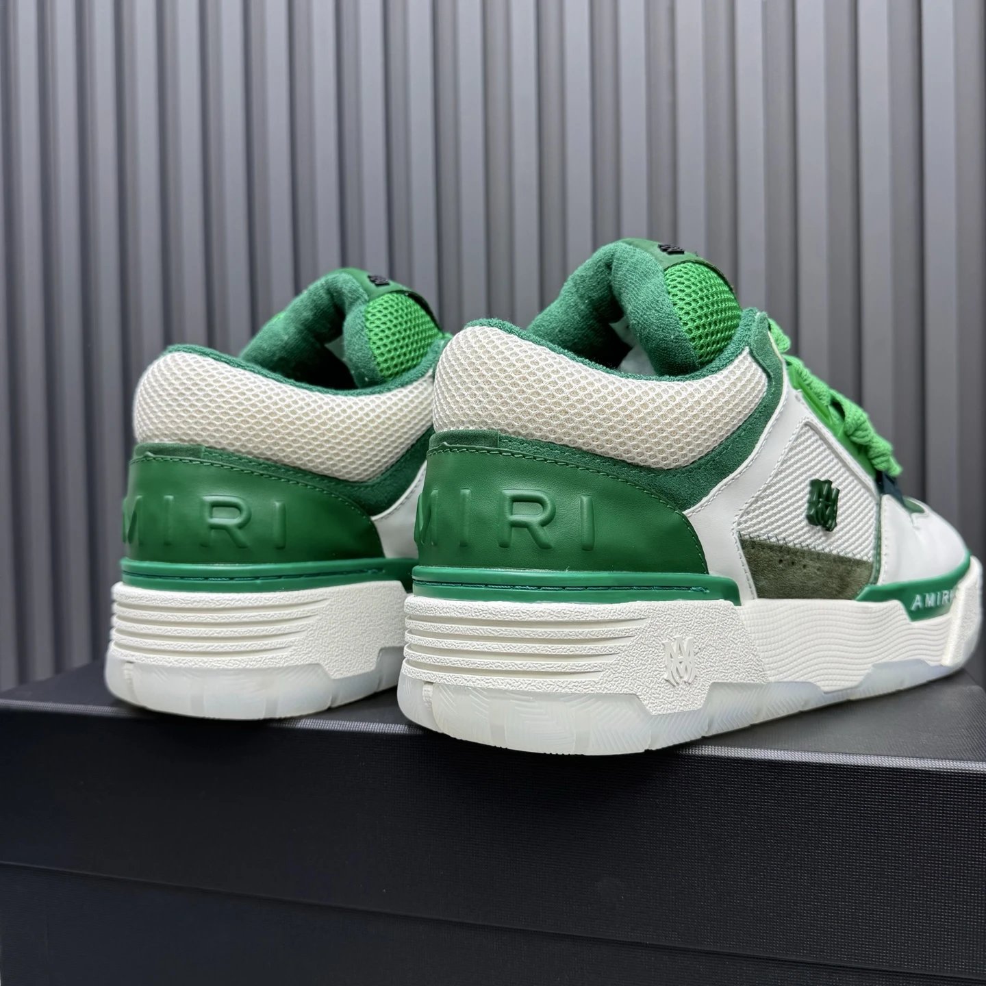 Luxury Low Top Leather Mesh Skate Sneakers Emerald Green - Gallery Image 9 - Detailed View