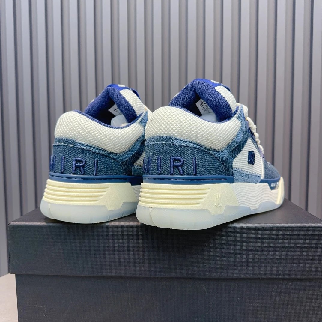 Unisex Denim Mesh Low Top Sneakers Ivory Blue - Gallery Image 7 - Detailed View