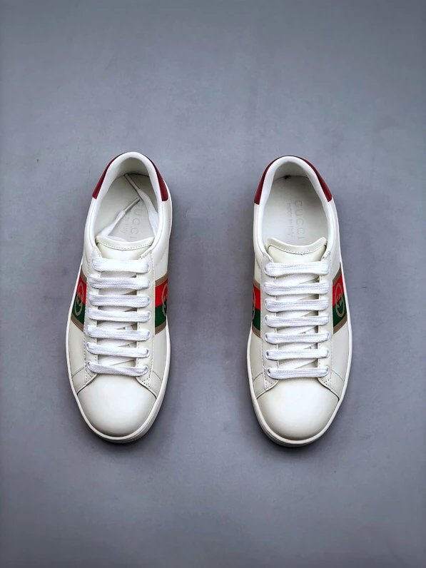 Gucci Bee White Red Sneakers GG embroidery - Gallery Image 5 - Detailed View