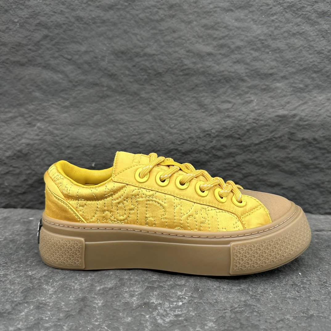Yellow Oblique Print Cotton Sneakers - Gallery Image 7 - Detailed View