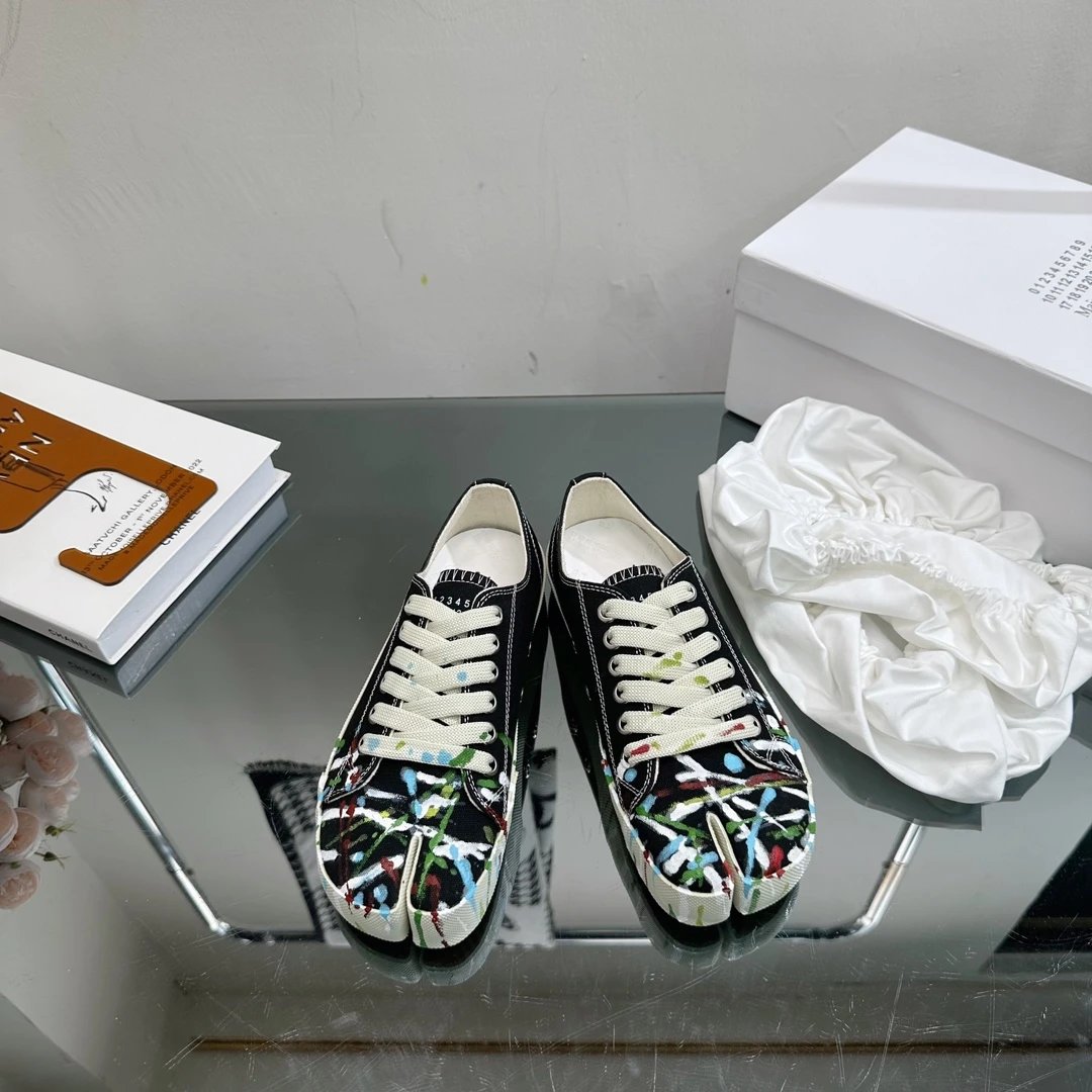 Maison Margiela MM6 Tabi Graffiti Black Sneakers - Gallery Image 2 - Detailed View