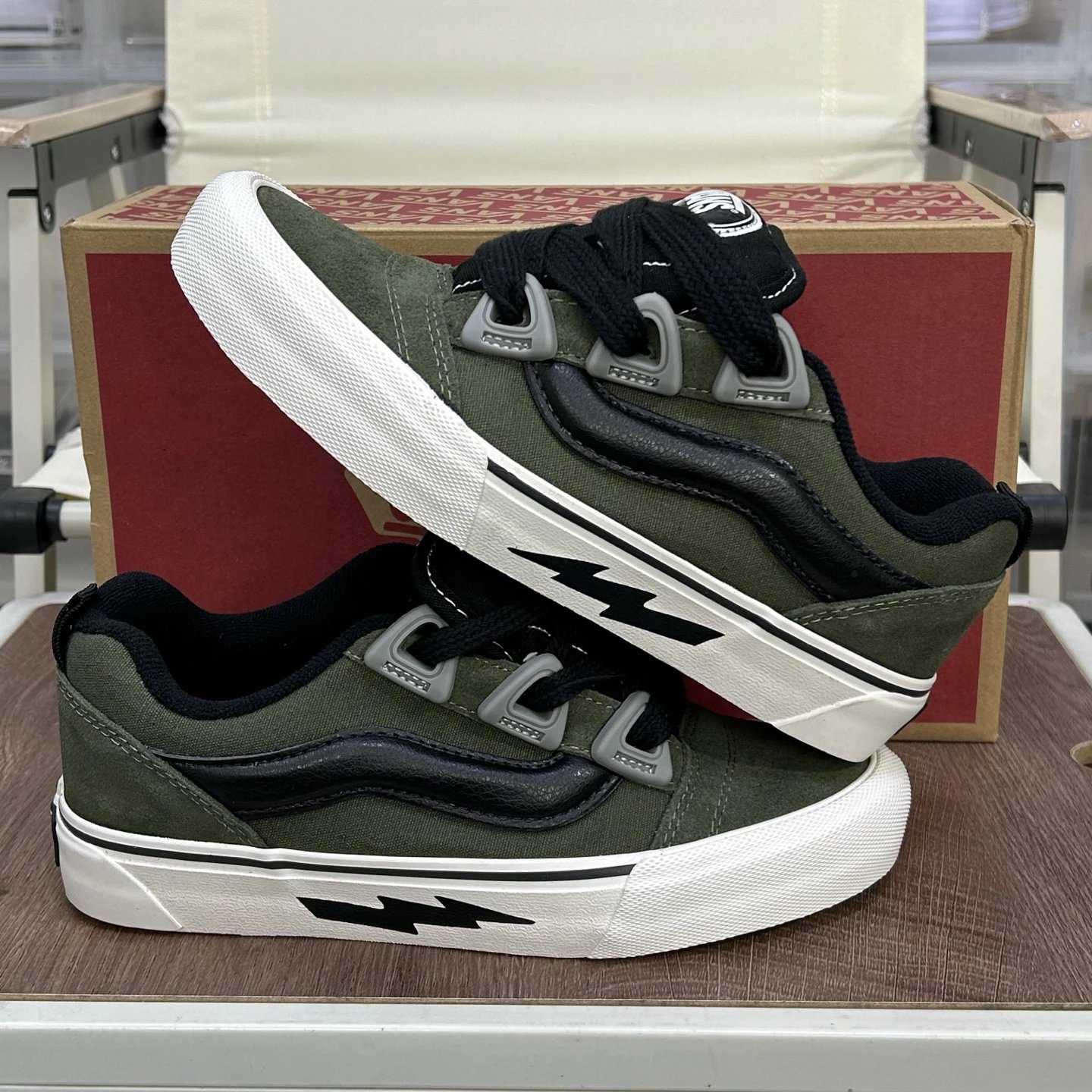 Low Top Suede Skate Shoes Lightning Moss Green - Gallery Image 3 - Detailed View