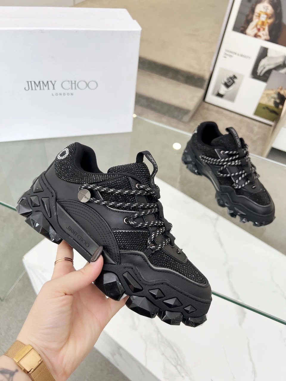 Jimmy Choo Diamond X II Sneakers Black - Gallery Image 5 - Detailed View