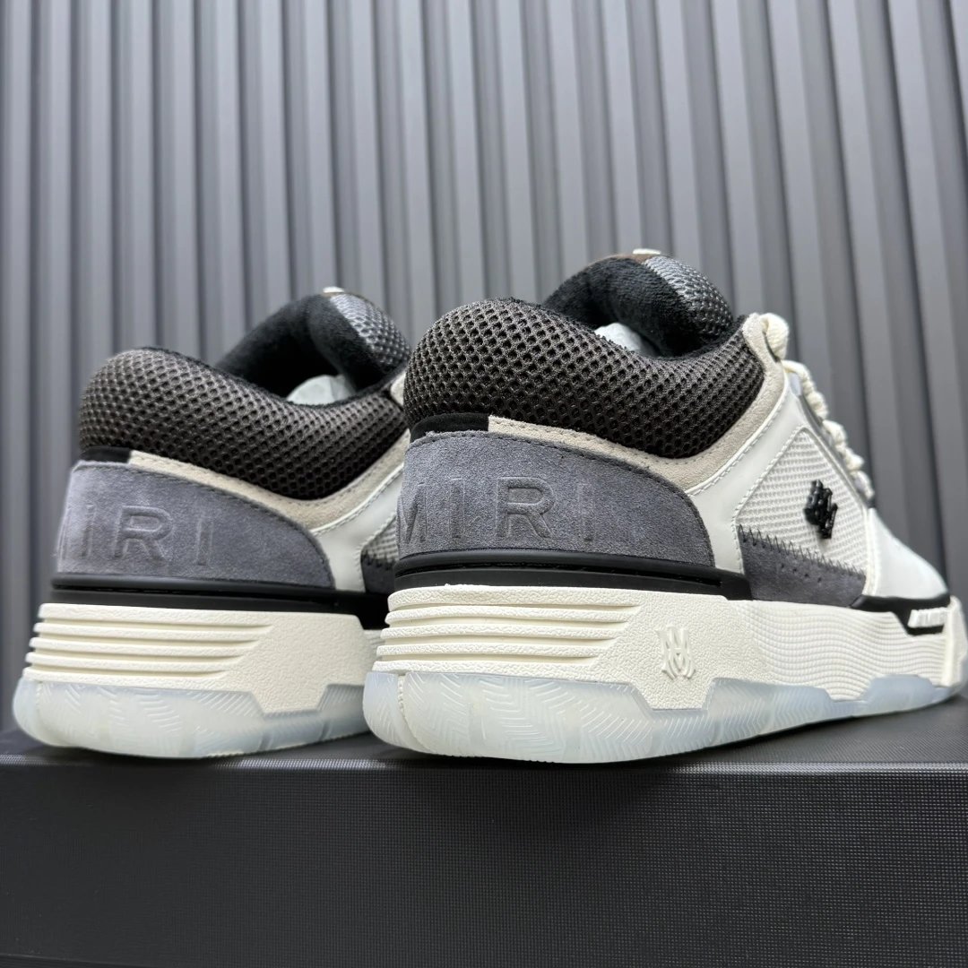 Luxury Leather Low Top Skate Sneakers Ivory Gray - Gallery Image 6 - Detailed View