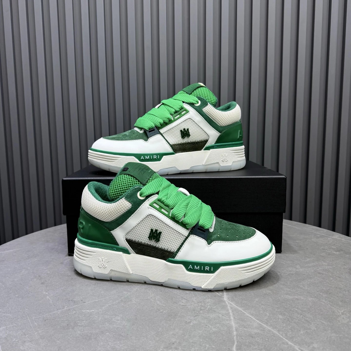 Luxury Low Top Leather Mesh Skate Sneakers Emerald Green - Gallery Image 6 - Detailed View