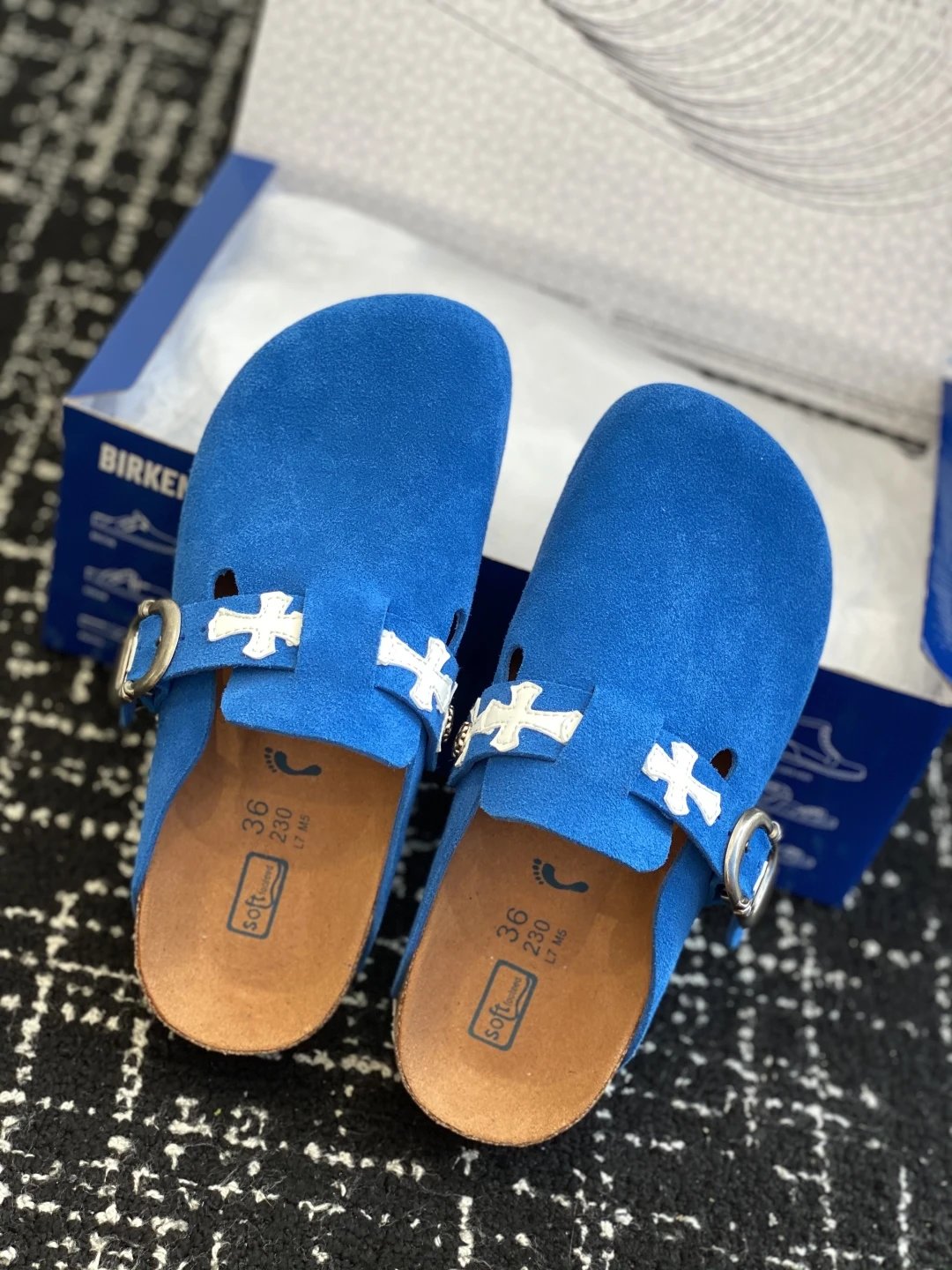 Birkenstock Chrome Heart Blue Clogs - Gallery Image 4 - Detailed View