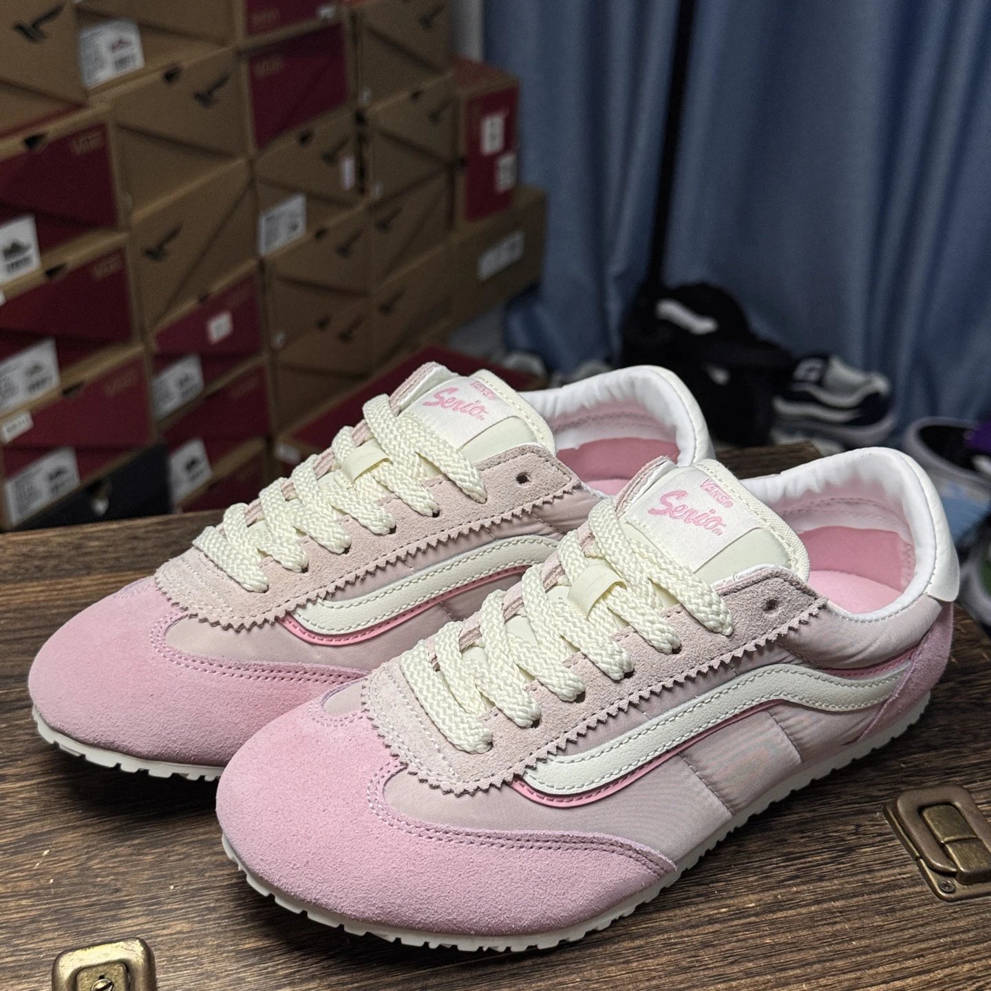 Retro Suede Nylon Low Sneakers Blush Pink - Gallery Image 4 - Detailed View