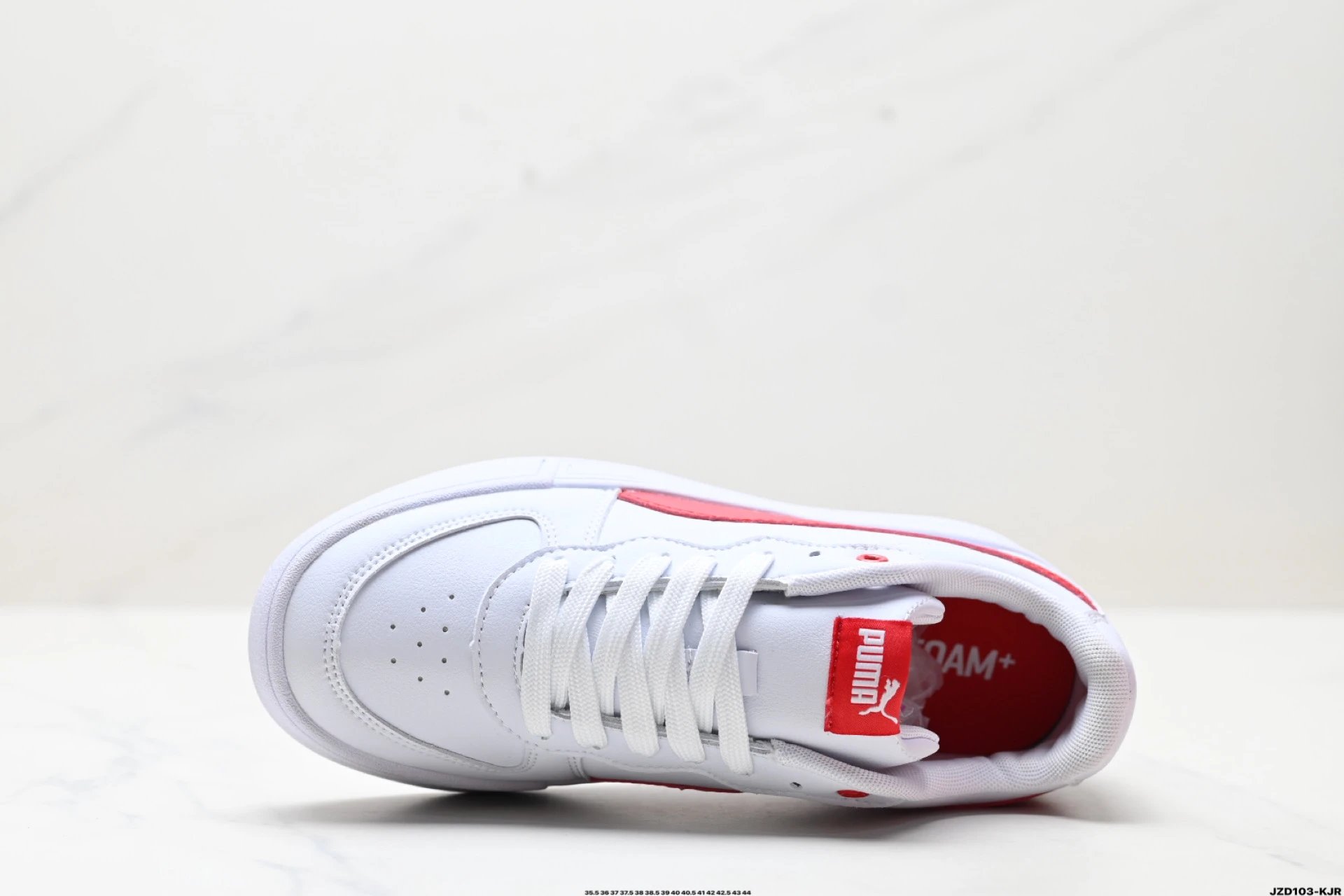 Puma Skye Leather Sneakers White Red - Gallery Image 2 - Detailed View
