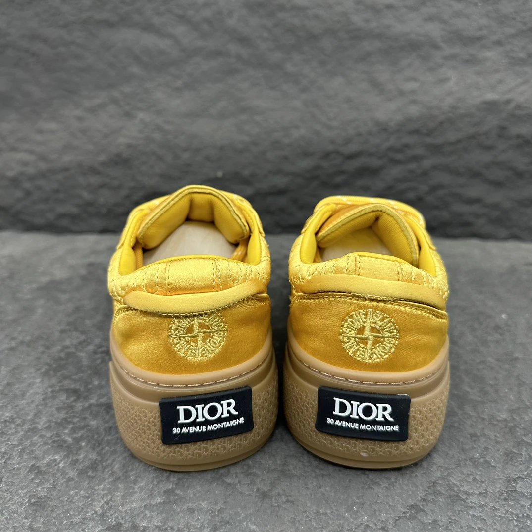 Yellow Oblique Print Cotton Sneakers - Gallery Image 8 - Detailed View