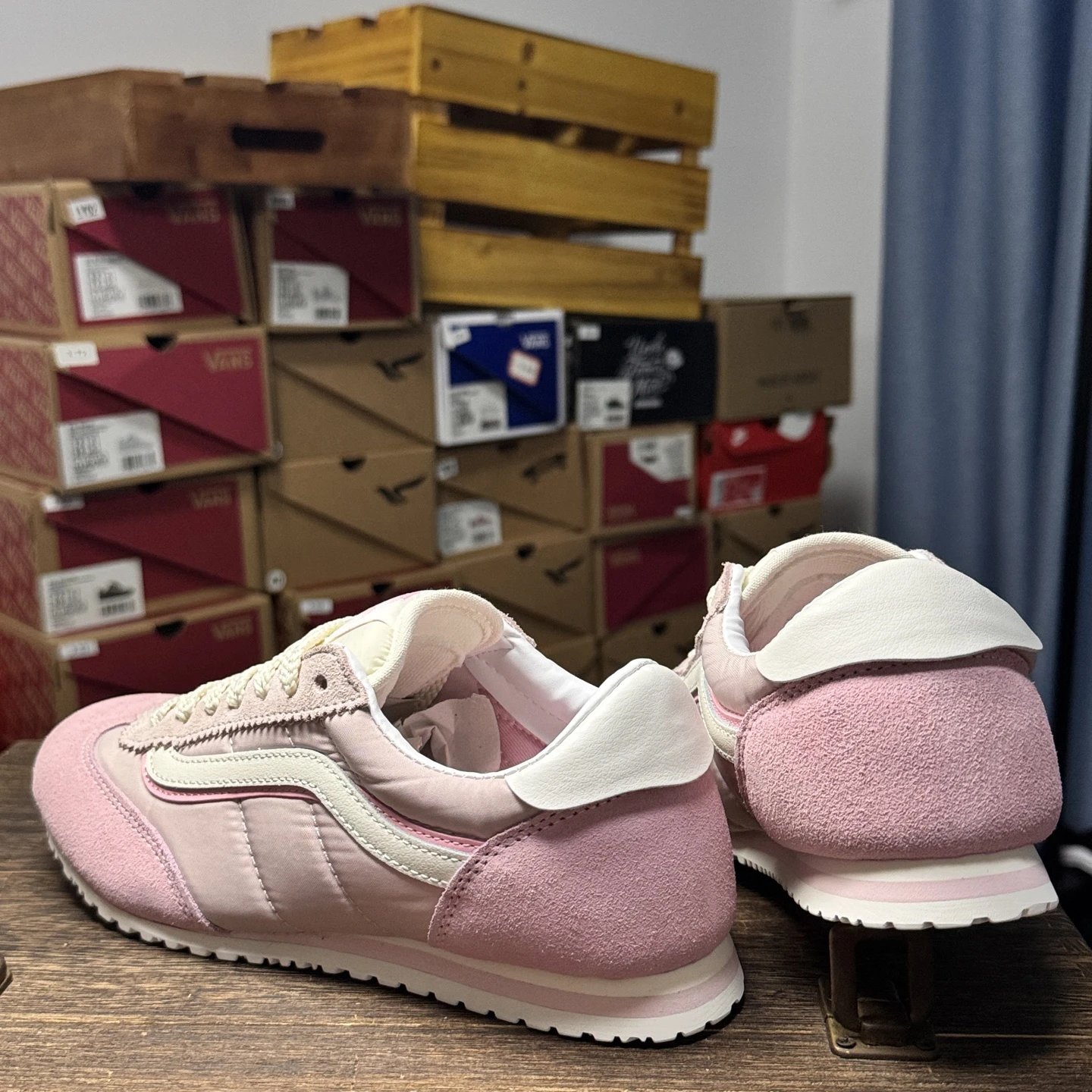 Retro Suede Nylon Low Sneakers Blush Pink - Gallery Image 3 - Detailed View