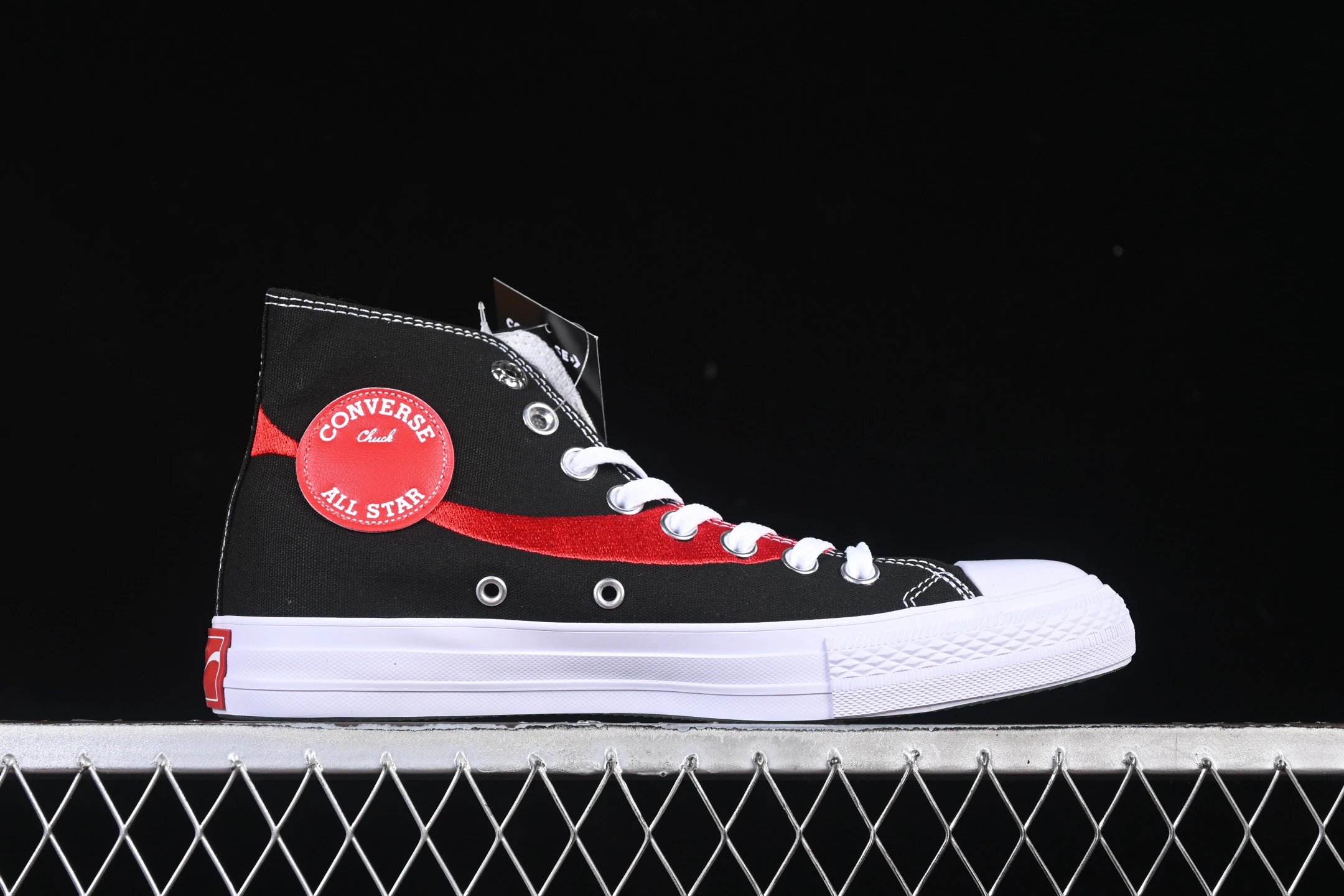 Vintage Canvas High Top Sneakers Crimson Black - Gallery Image 2 - Detailed View