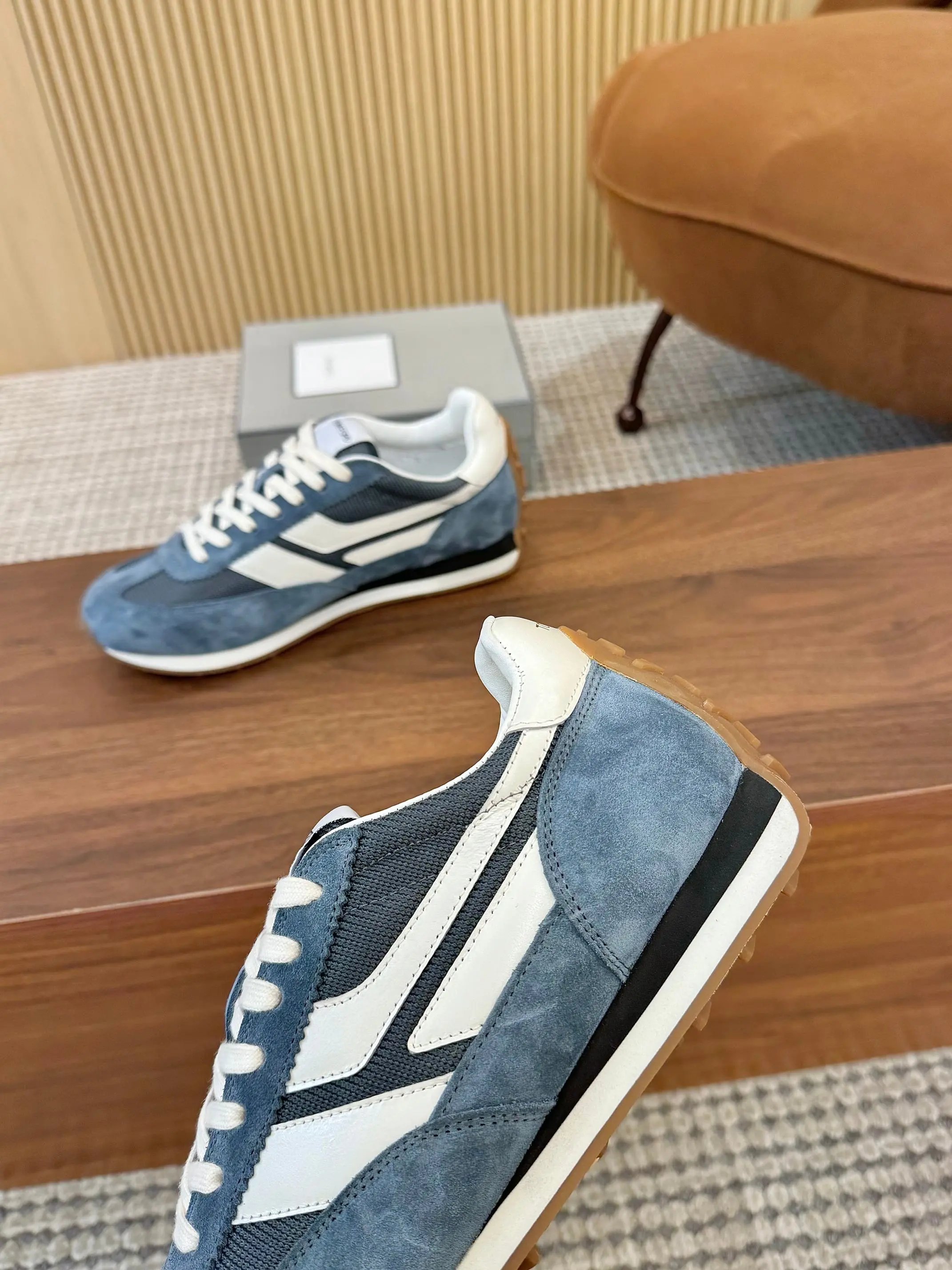 Retro Suede Mesh Sneakers Steel Blue - Gallery Image 9 - Detailed View
