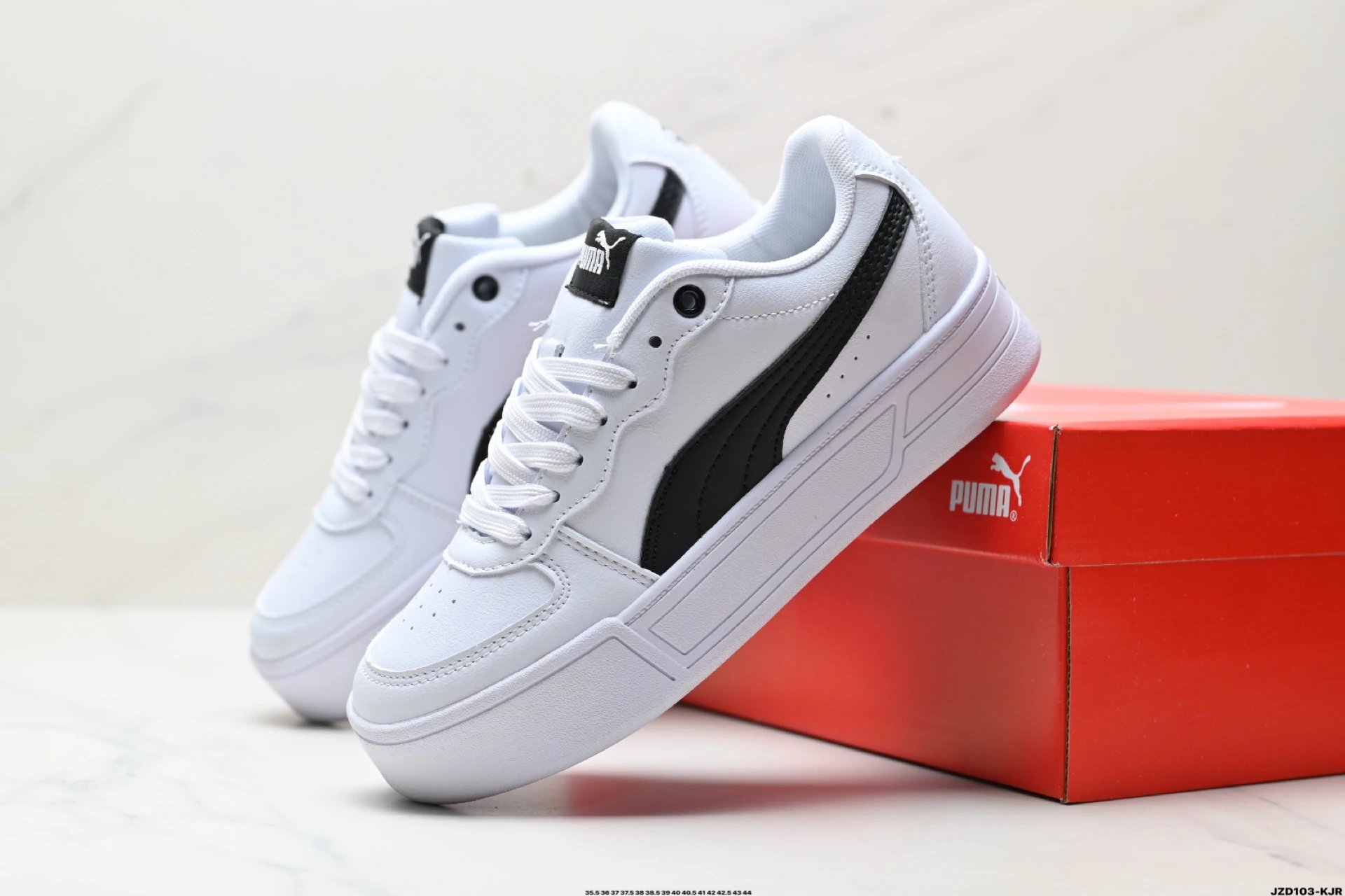 Puma Skye Leather Sneakers White Black - Gallery Image 8 - Detailed View