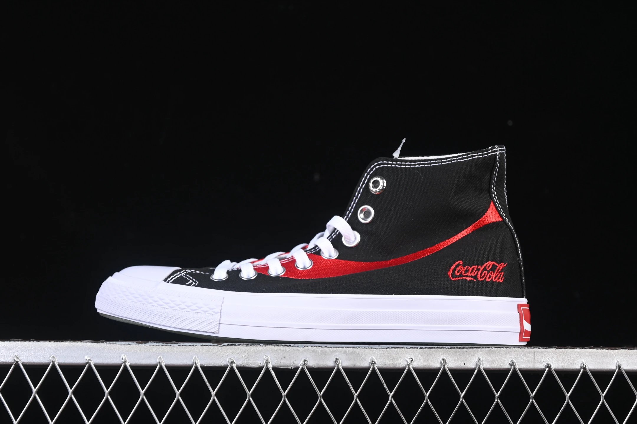 Vintage Canvas High Top Sneakers Crimson Black - Gallery Image 1 - Detailed View