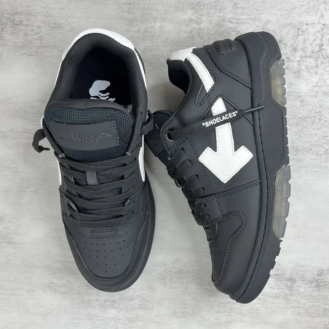 Low Top Leather Skate Sneakers Black White - Gallery Image 3 - Detailed View