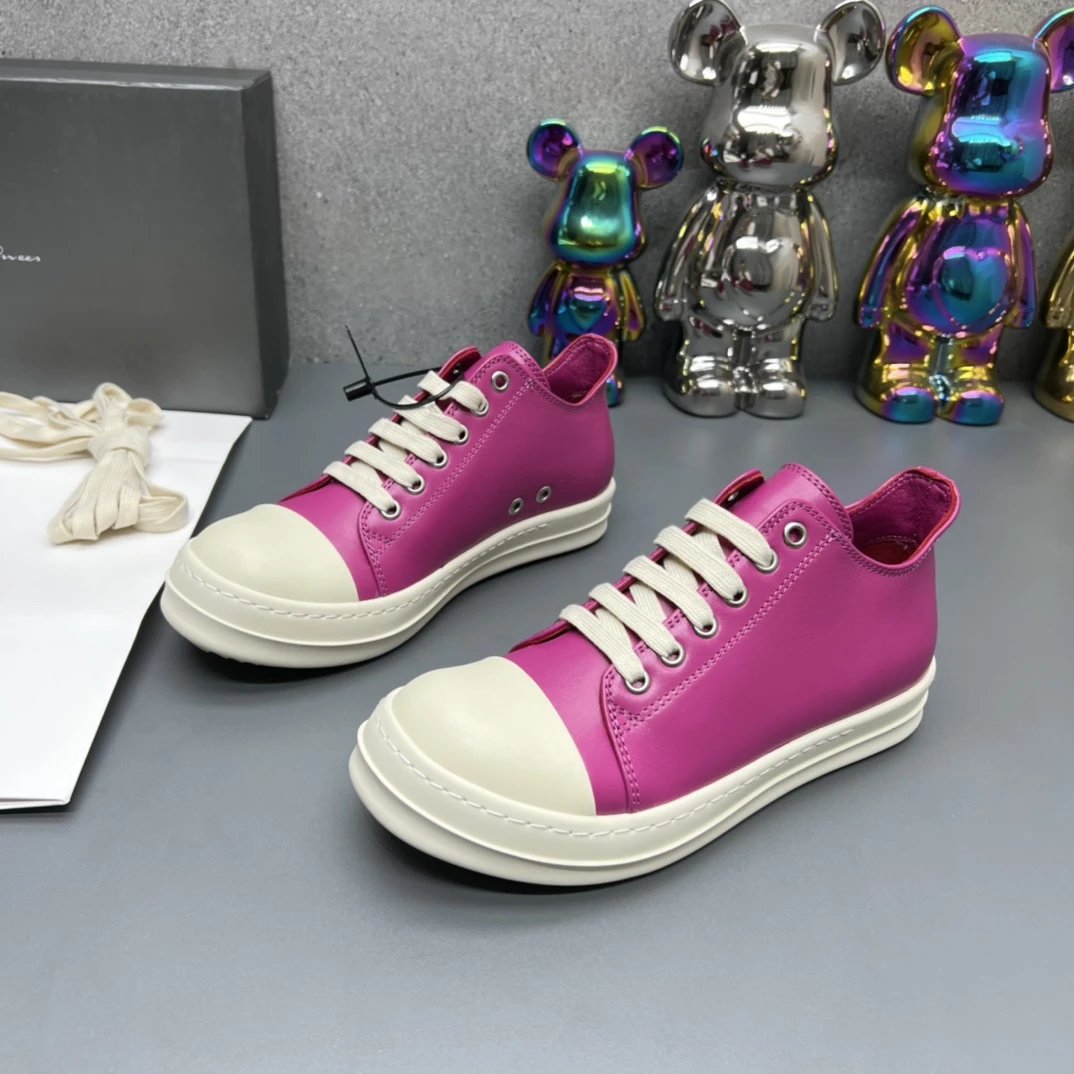 Rick Owens Leather Sneakers Purple - Gallery Image 2 - Detailed View