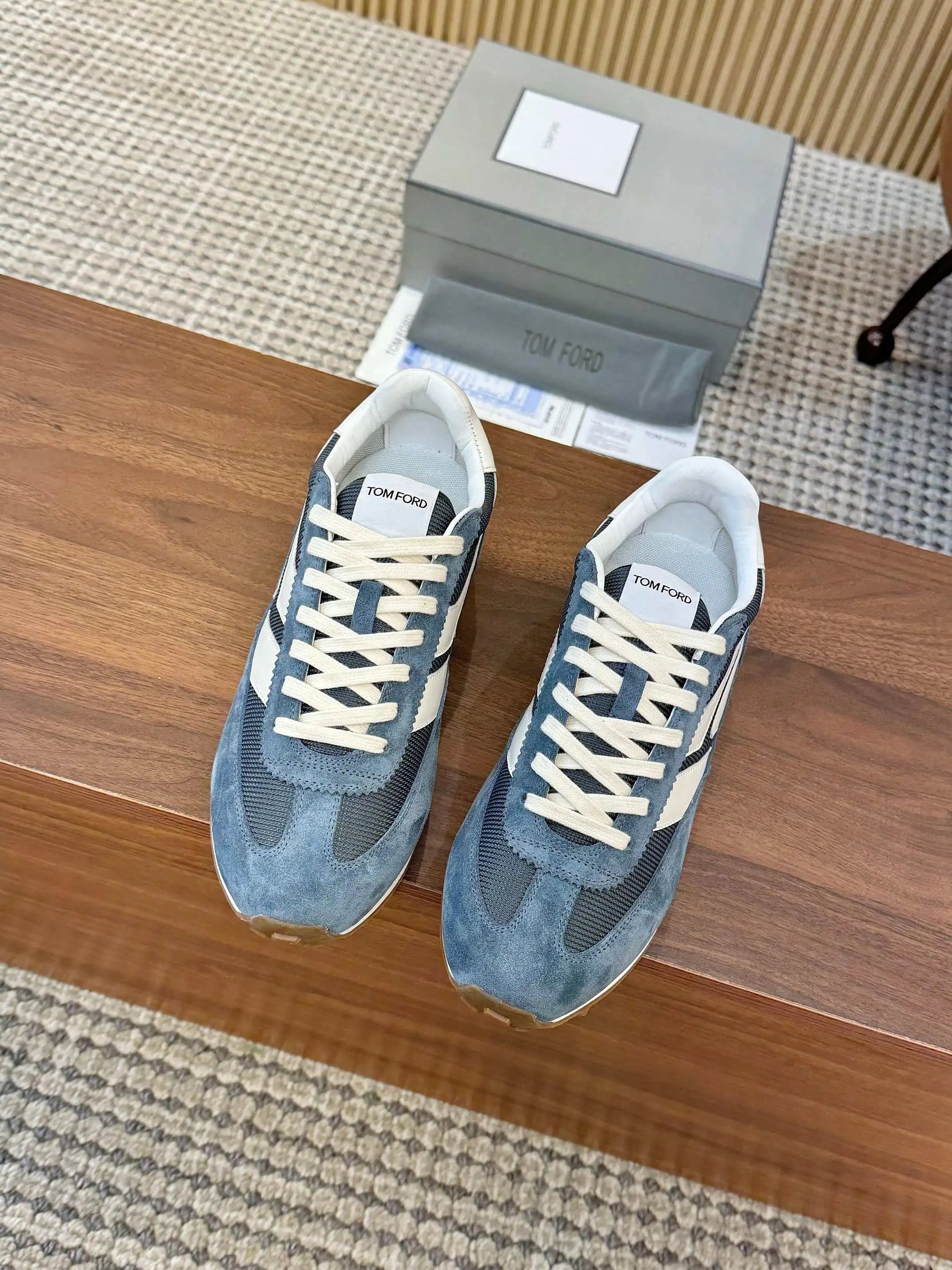 Retro Suede Mesh Sneakers Steel Blue - Gallery Image 7 - Detailed View