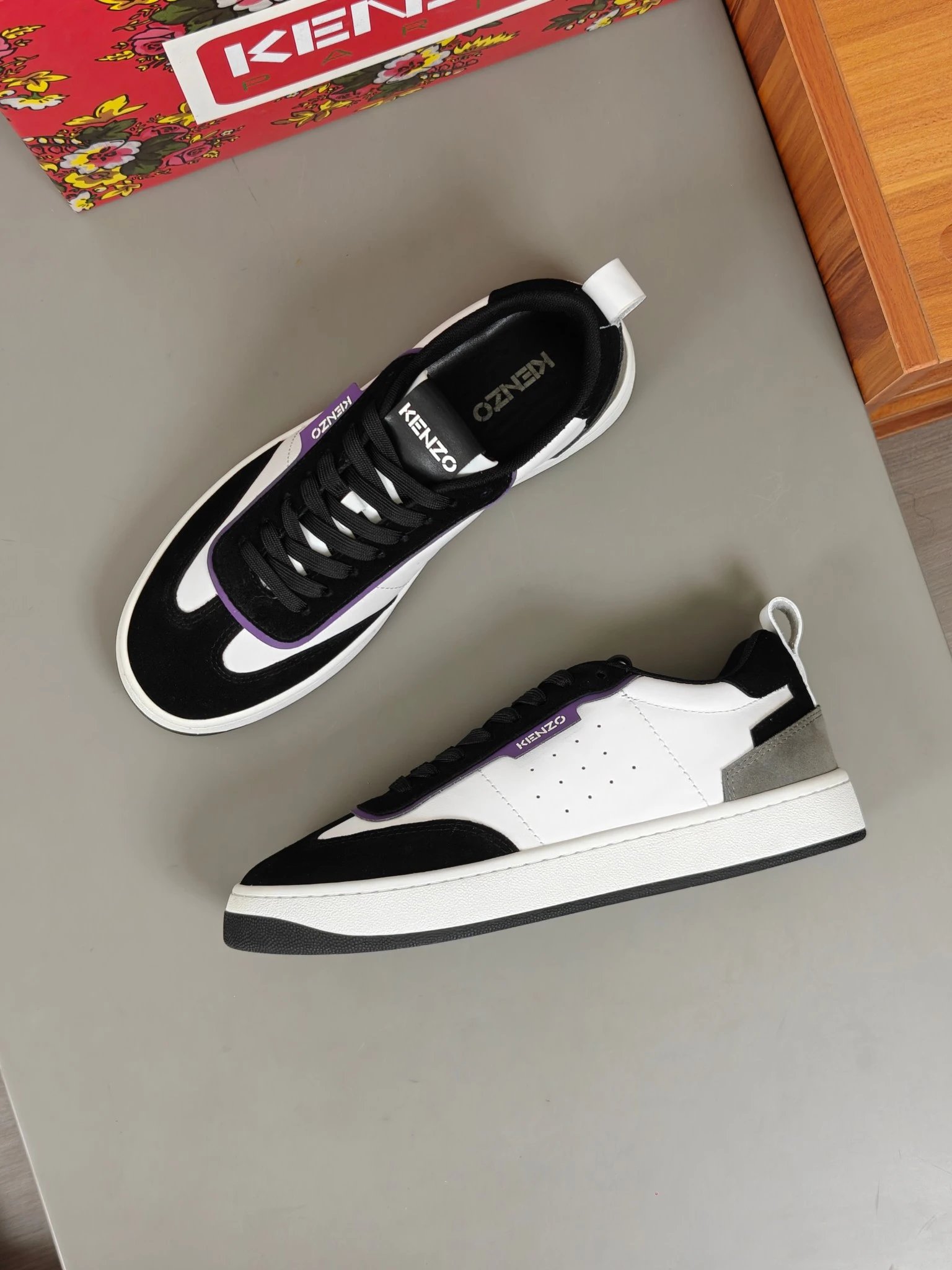Kenzo Classic Sneakers White Black - Gallery Image 3 - Detailed View