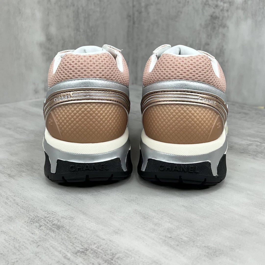 Resort Mesh Leather Sneakers Silver Rose Gold - Gallery Image 5 - Detailed View