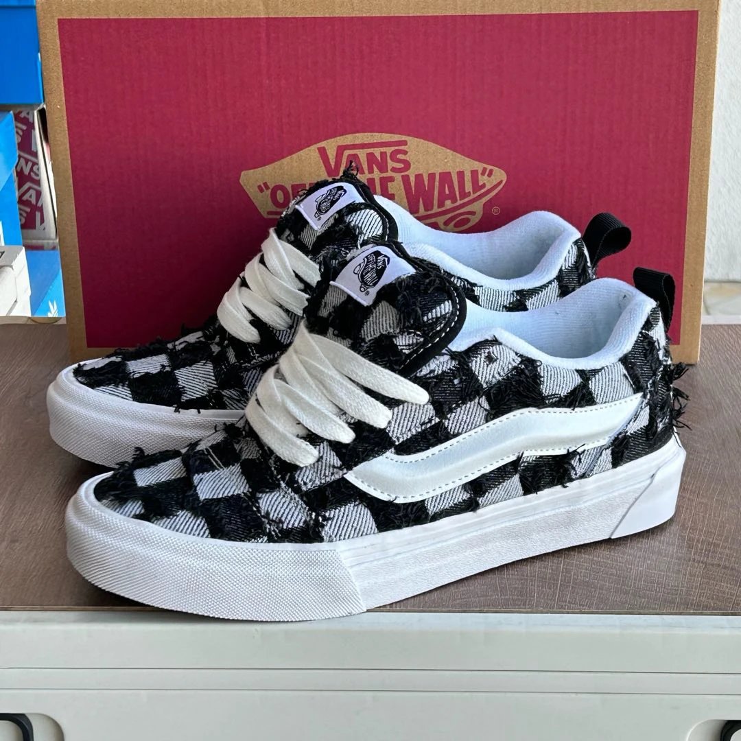 Plaid Canvas Low Top Sneakers Ebony Check - Gallery Image 2 - Detailed View