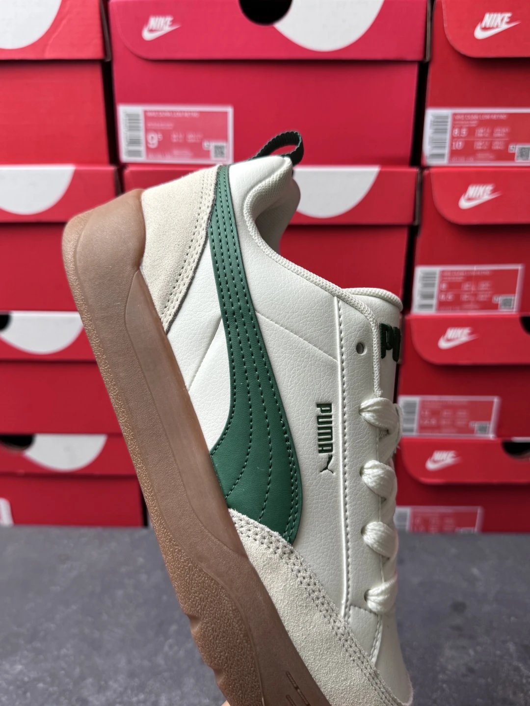 Puma Bread Sneakers White Green - Gallery Image 3 - Detailed View