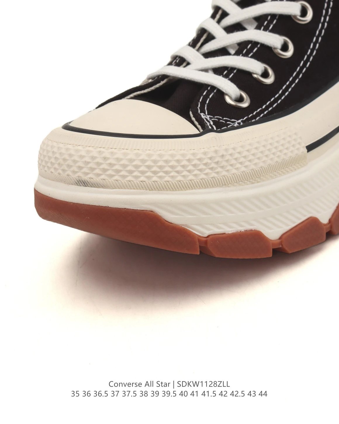 Chunky Canvas High Top Platform Sneakers in Jet Black - Gallery Image 7 - Detailed View